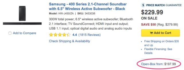 Best Buy Open Box Listing