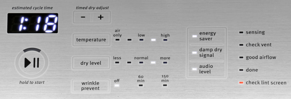 Maytag Bravos MEDB835DW Controls