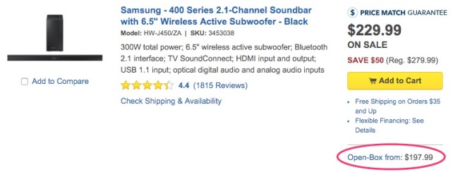 Best Buy Open Box Listing