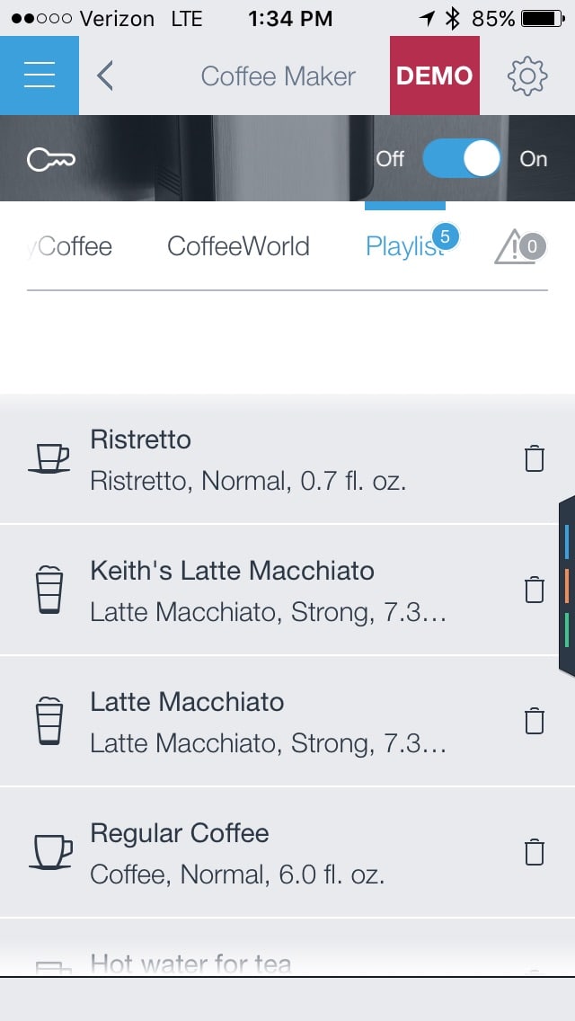 Bosch Home Connect Smart Coffee Maker Screenshot