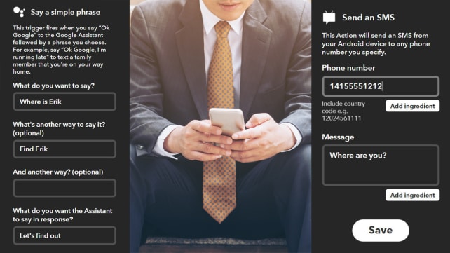 IFTTT Send an SMS