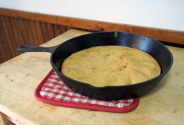 Apple cake in pan