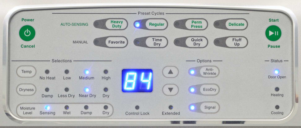 Speed Queen ADEE9RGS173TW01 Controls