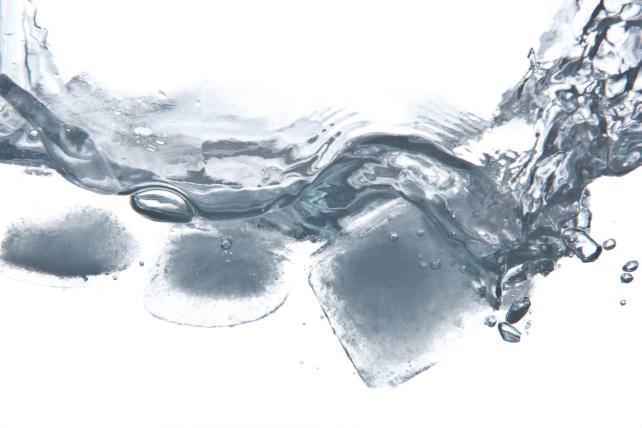 Ice cubes in water